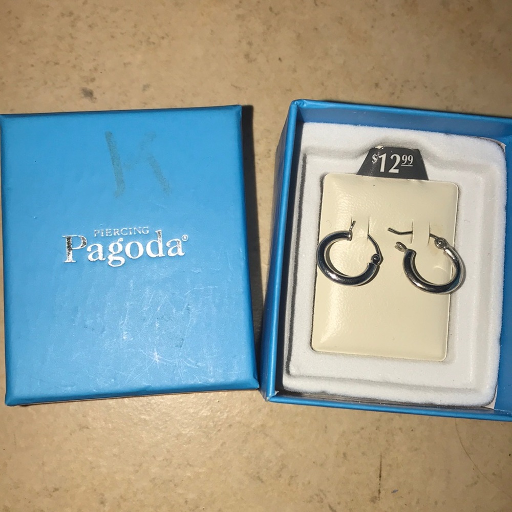 Piercing Pagoda Silver Hoop earrings